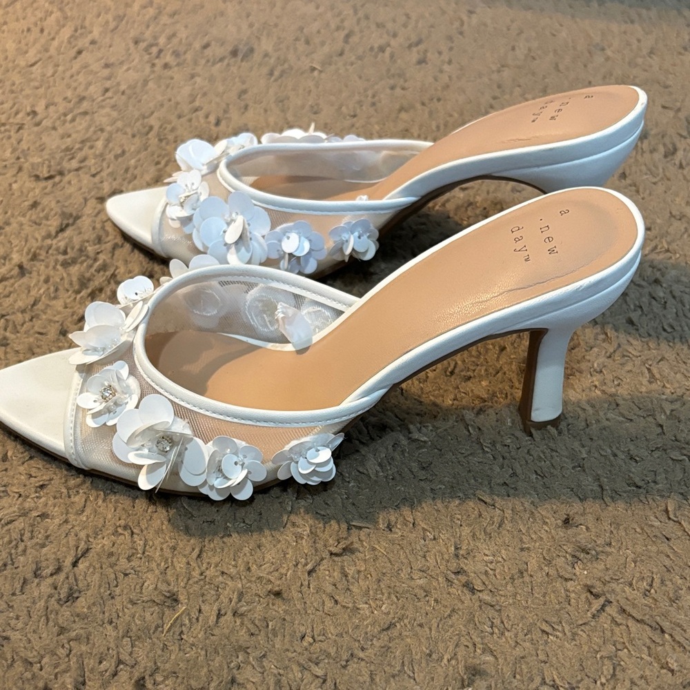 a new day White Floral Heels - Picture 2 of 2